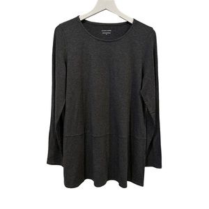 eileen fisher gray knit long sleeve Crewneck Jersey Top shirt size Small